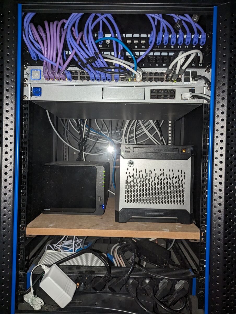 Netwerkkast met UniFi-gateway en PoE-switches, geplaatst door YD-IT